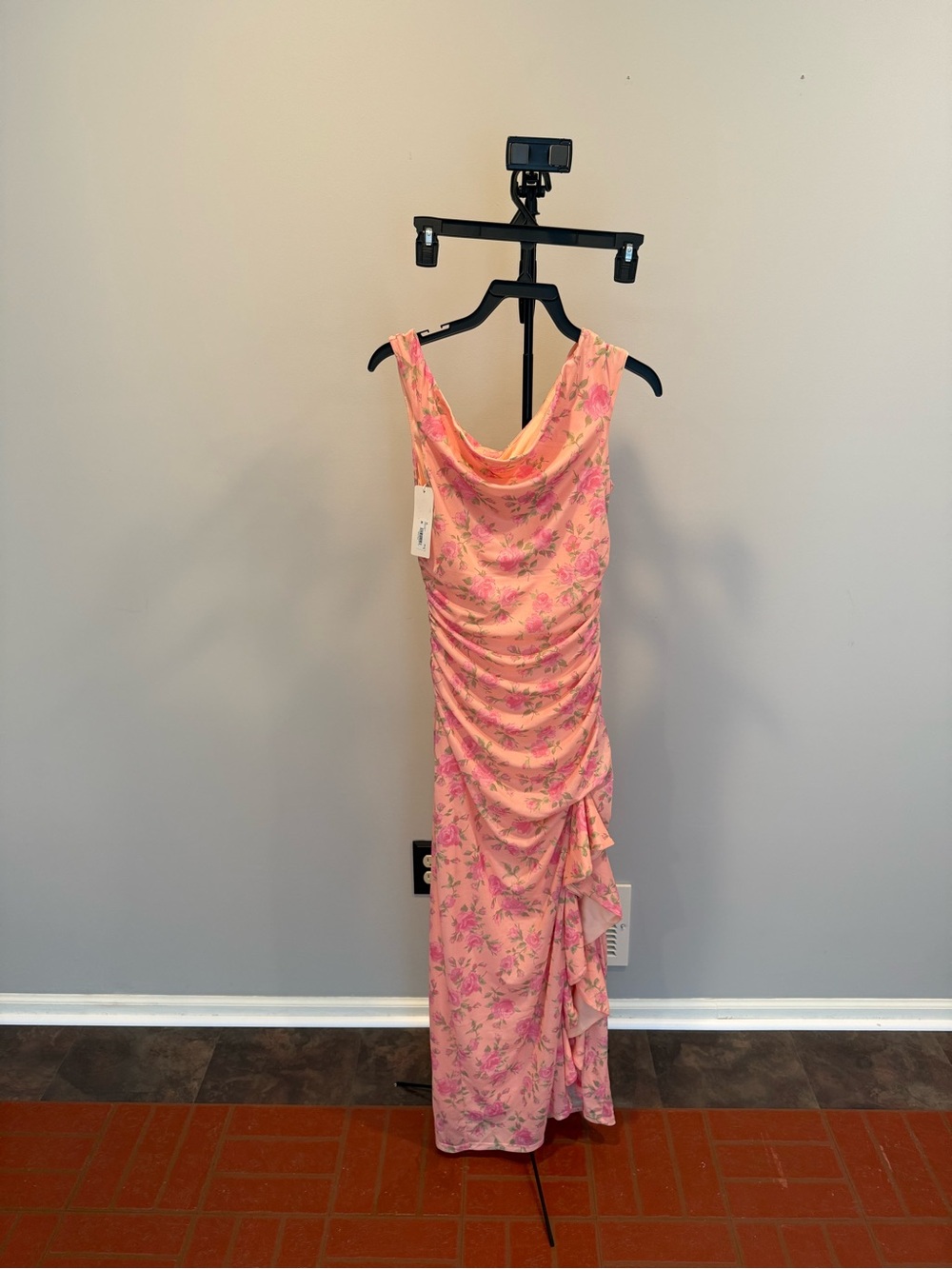 Altar'd State Pink Floral Off-Shoulder Ruffle High-Low Maxi - Picture 7 of 7